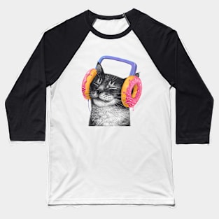 Cat with headphones Baseball T-Shirt